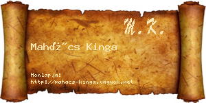 Mahács Kinga névjegykártya