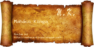 Mahács Kinga névjegykártya