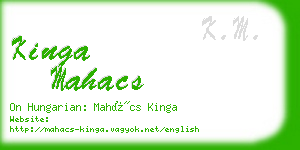 kinga mahacs business card